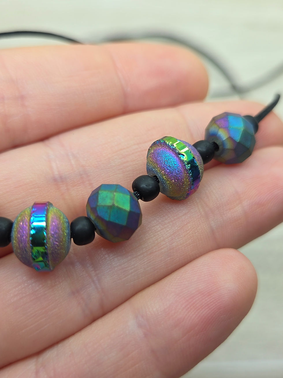 Thumbnail: Gritty Metallic Peacock Necklace