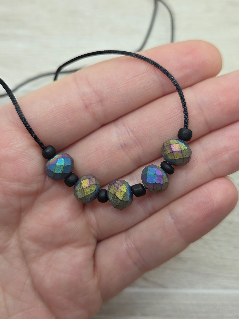 Thumbnail: Faceted Metallic Peacock Necklace