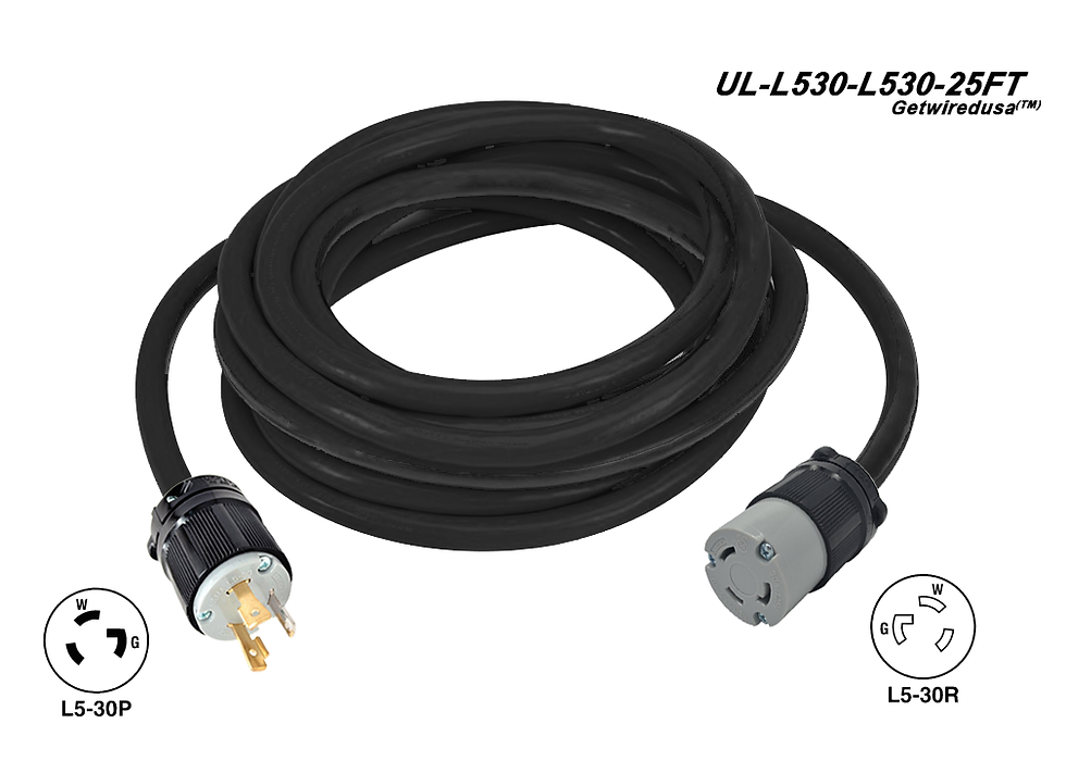Thumbnail: L5-30 Extension Power Cords, 30A, 125V, 10/3 AWG Cable (L5-30P to L5-30R)