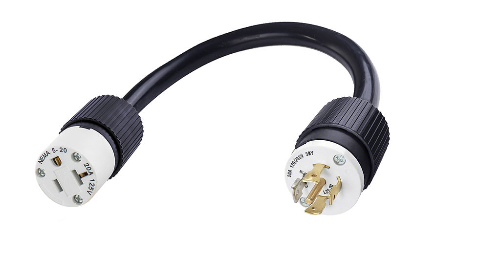 Thumbnail: L21-20P to 5-20R Plug Adapter, 1 Foot, 20 Amps, 120V Power Cord