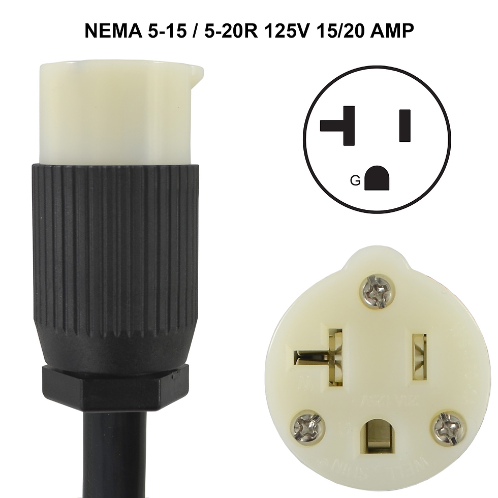 Thumbnail: 208-240 Volt to 110-120 Volt adapter Twist Lock L6-20P to NEMA 5-20R