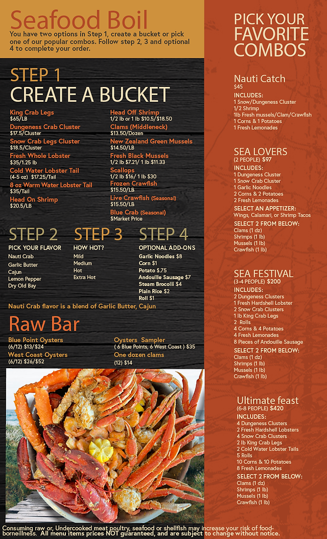Menu | Nauti Cajun Crab