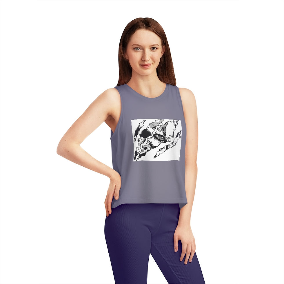 Thumbnail: Grey Tiger Scratches Women's Dancer Cropped Tank Top