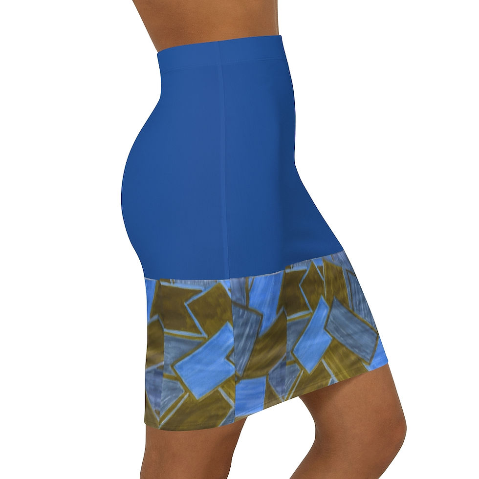 Thumbnail: Blue/Brown  Squares Mini Skirt