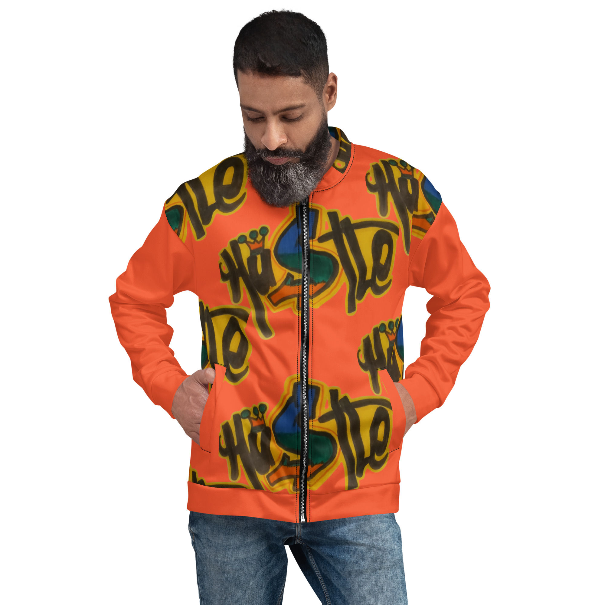 Unisex Bomber Jacket (Hustle/Orange)