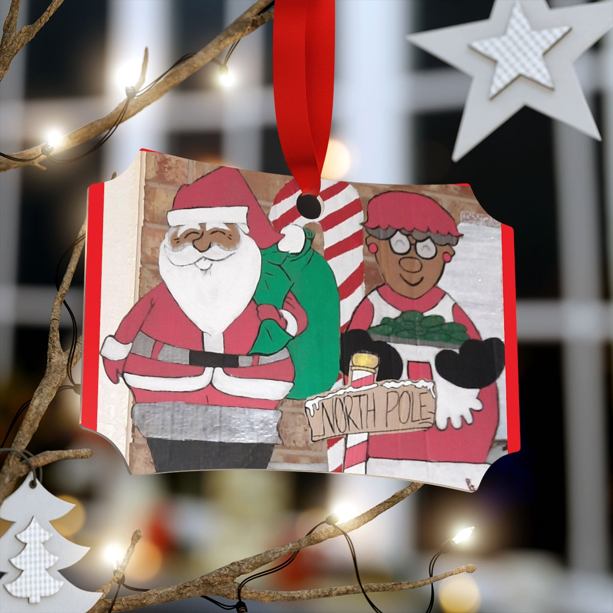 Mr & Mrs Claus Metallic Ornaments