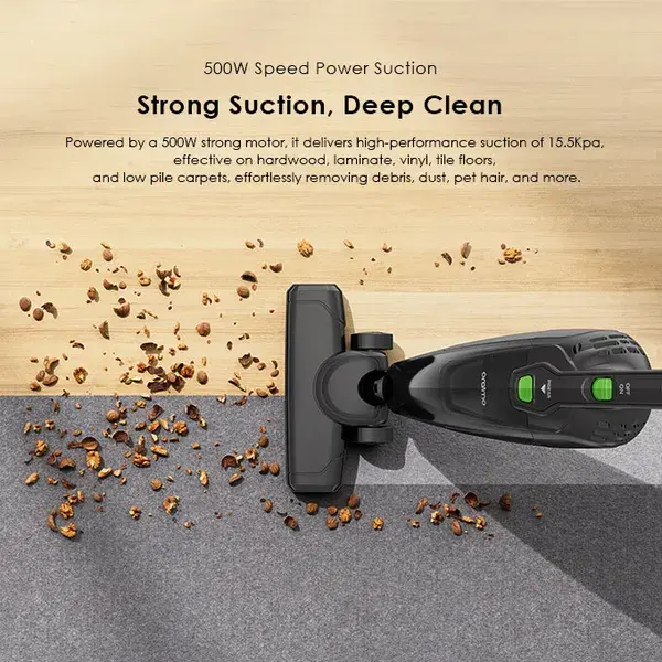 Thumbnail: Vacuum cleaner cleaning the floor. Text: 100W Speed Power Suction, Strong Suction, Deep Clean