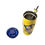 Thumbnail: Yellow tumbler with blue lid, straw, and design; for drinking beverages