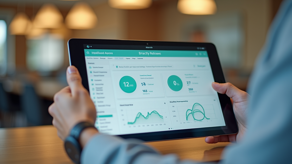 Close-up view of a digital tablet displaying a personalized health dashboard