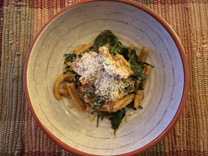 Casarecce with Spicy Sausage Sauce and Spinach
