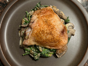 Chicken Thighs with Mushrooms and Spinach | Appetite for Life | Jen Vondenbrink