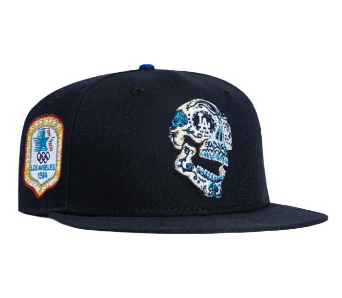NEW ERA 59FIFTY METALLICS LOS ANGELES DODGERS 1984 OLYMPIC STADIUM PATCH SKULL H