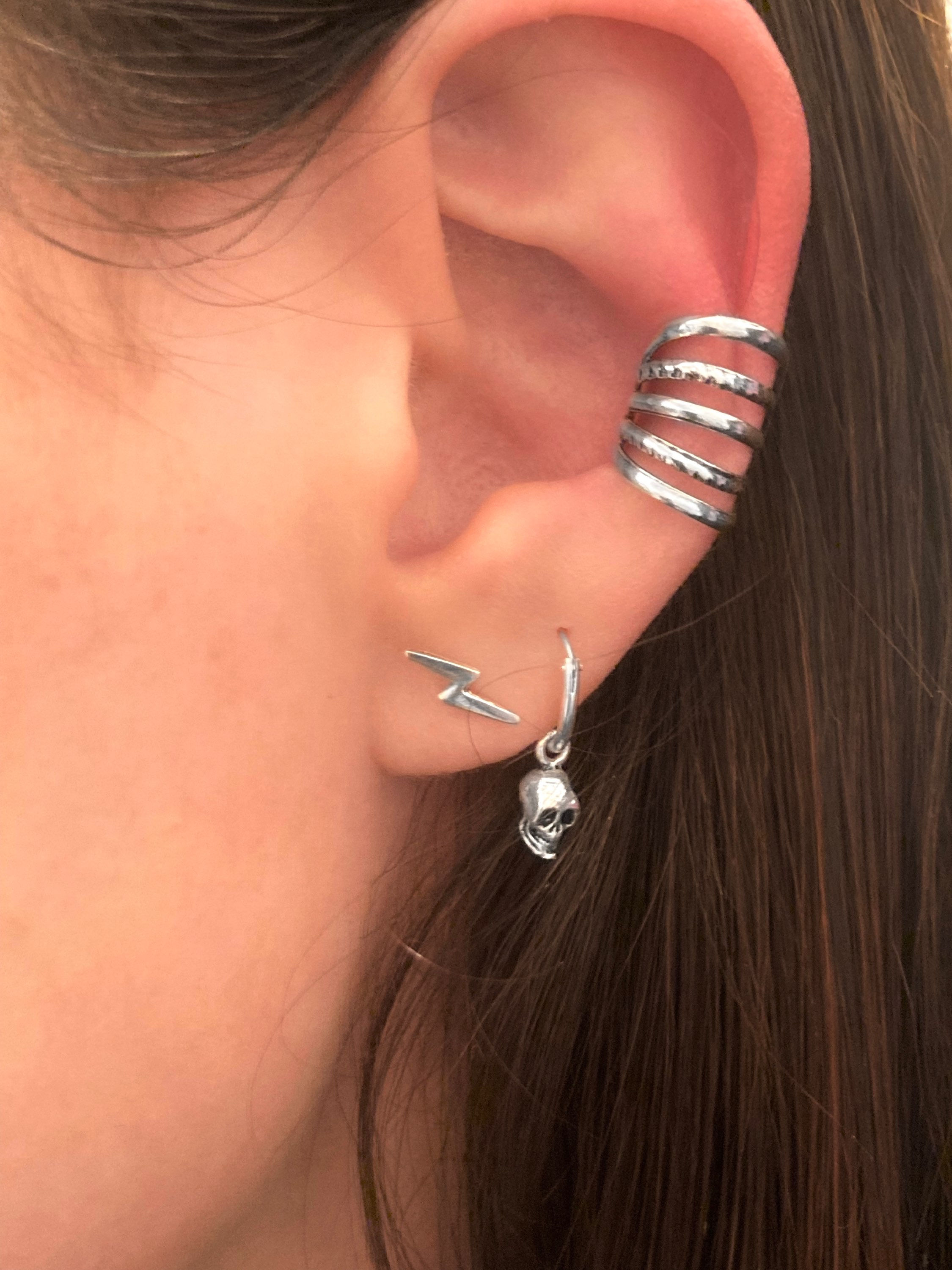 Pendiente aro Calavera - ø 12 mm - Plata 925