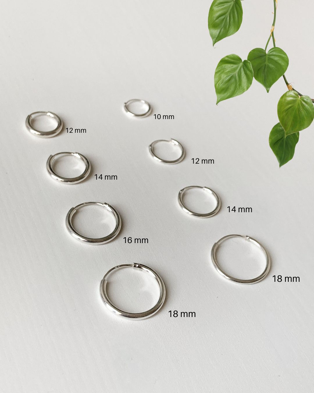 Small Sterling Silver Hoops — 925 Silver (10 mm to 18 mm)