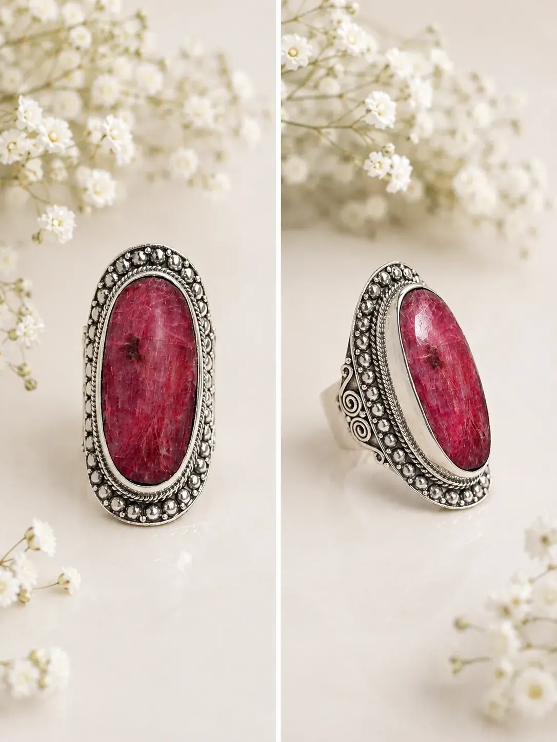 Anillo de Rubí Raíz en Plata 925
