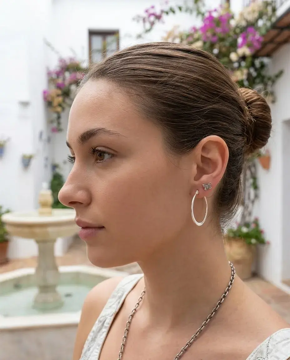 Thumbnail: Pendientes Lua - Aros Planos ø: 20, 30 y 55 mm - Plata 925