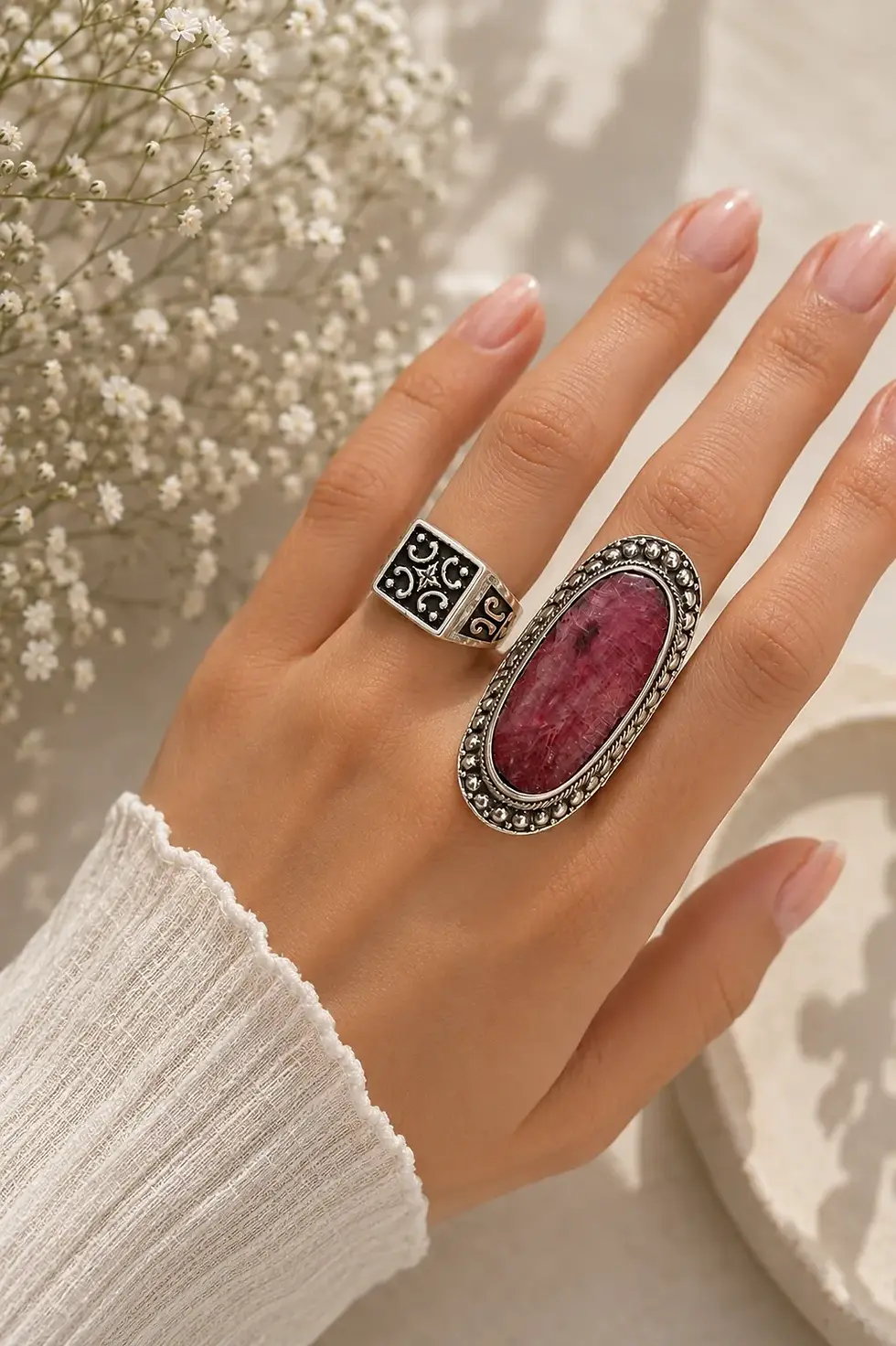 Miniatura: Anillo de Rubí Raíz en Plata 925