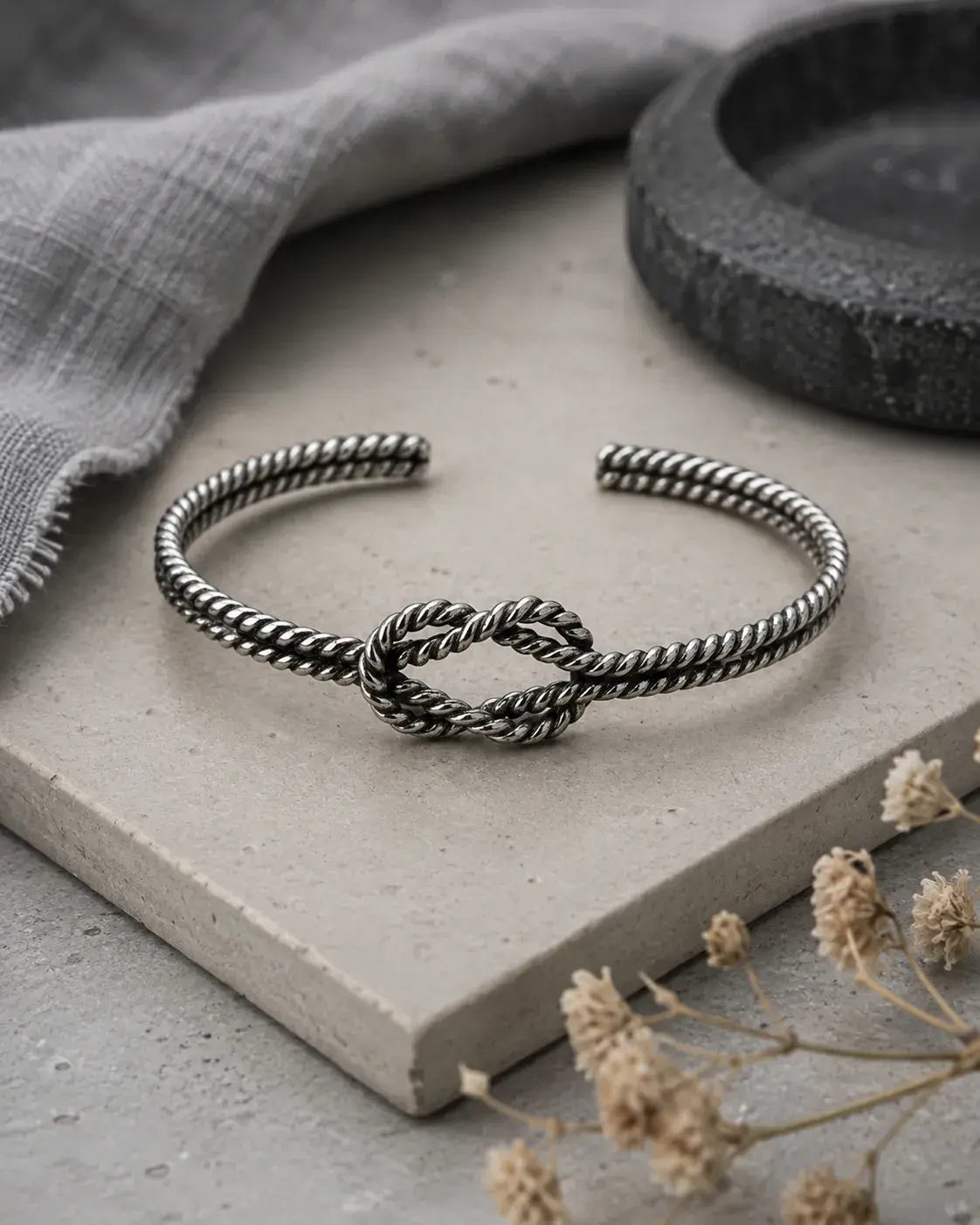 Pulsera nudo texturizado - Plata 925