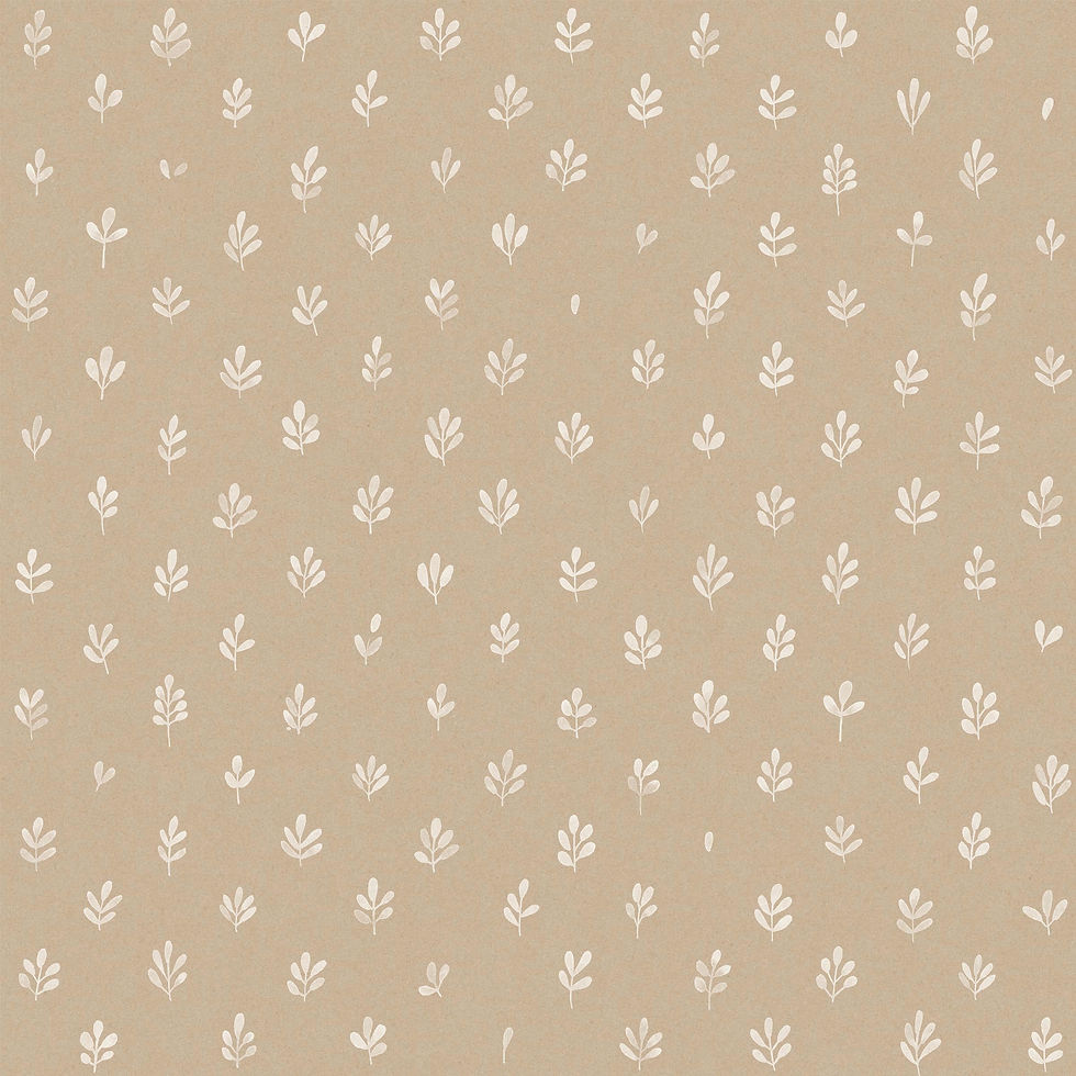 Thumbnail: small leaf pattern fabric white on tan background