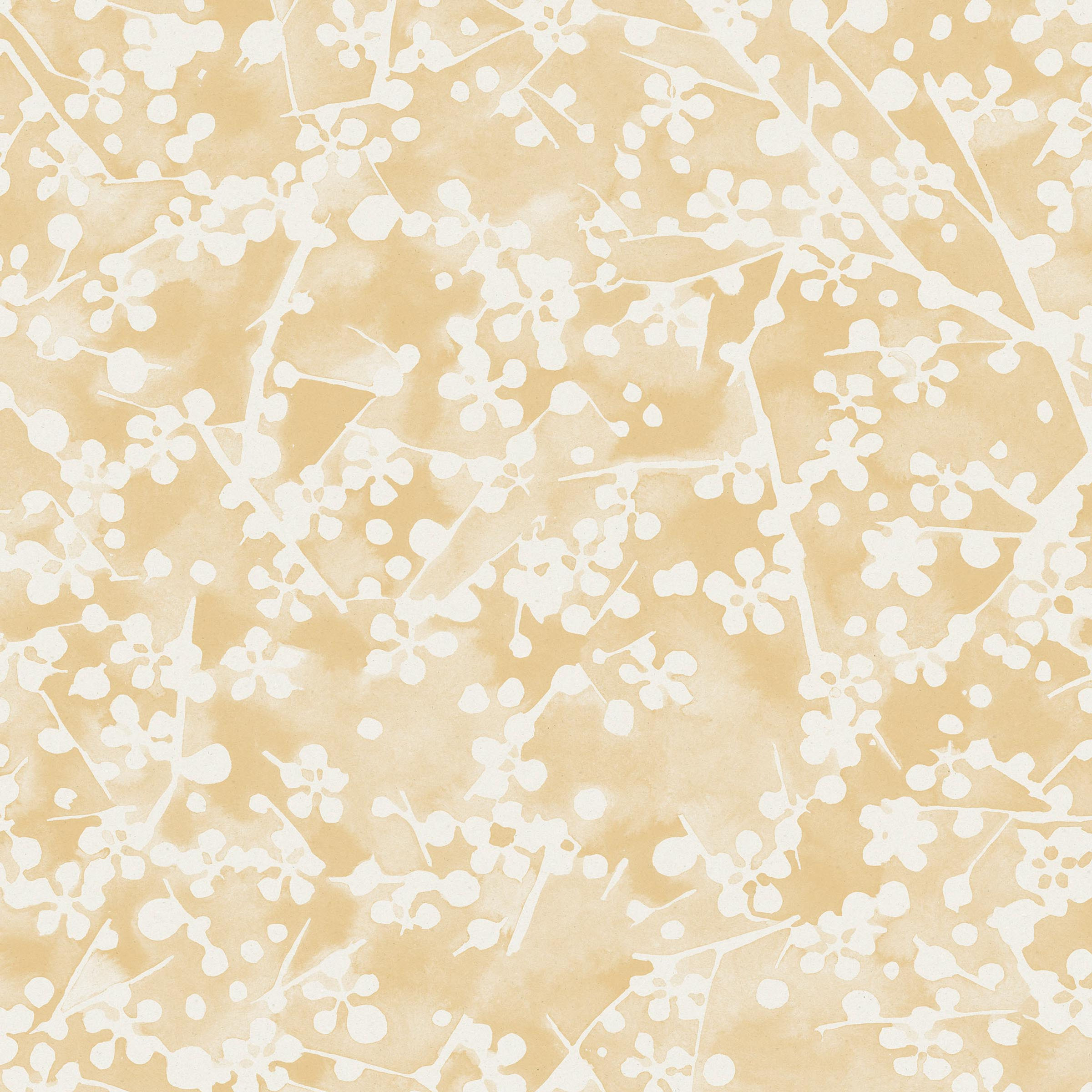 soft abstract floral branch pattern yellow
