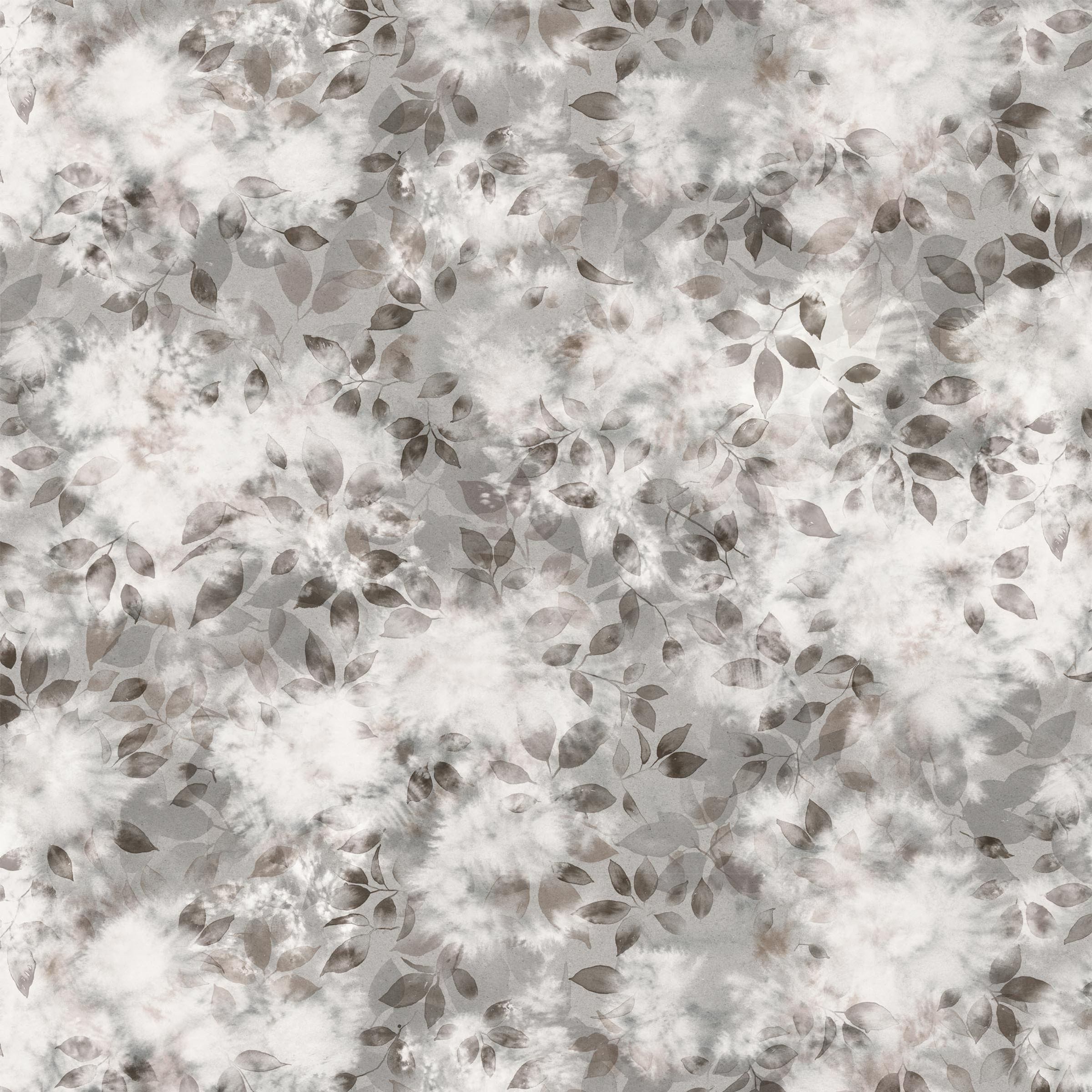 fluffy white flowers and leaves on gray wallpaper