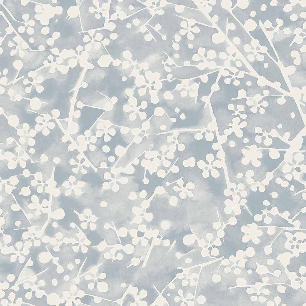 soft abstract floral branch pattern blue