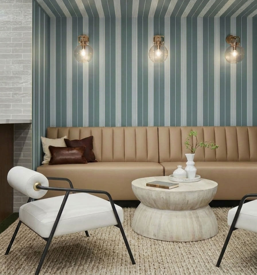 Thumbnail: FLAT VERNACULAR - Stacks - Mildmay Blue Wallpaper