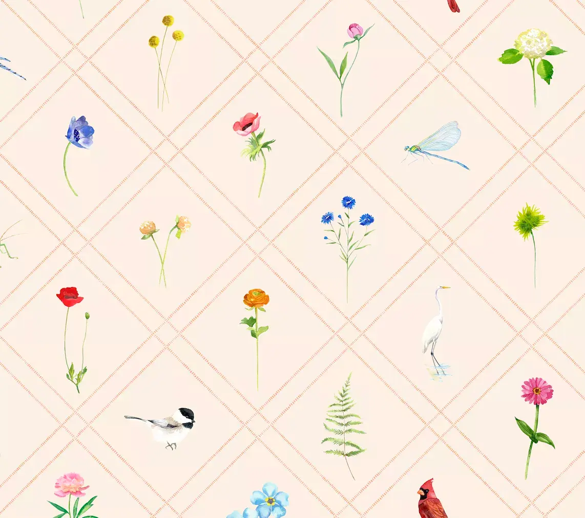 Emily Baker Studio - Pantry Flowers - Champagne Wallpaper