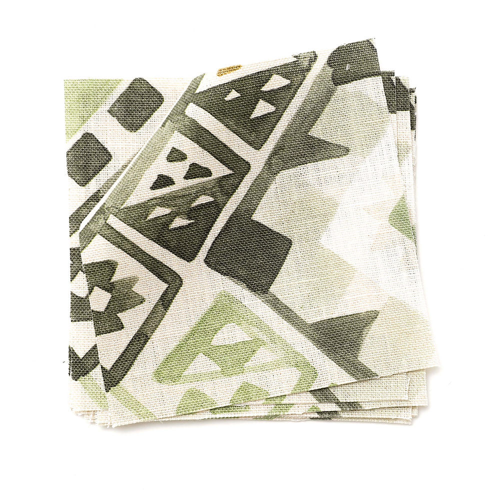 abstract kilim print hand painted geometric green