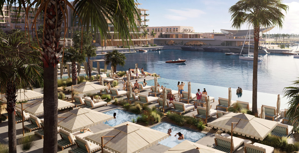 Pool deck and lounge rendering of Casa Blake at Costa Palmas