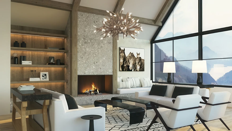 Living space of White Elephant Aspen Chalets
