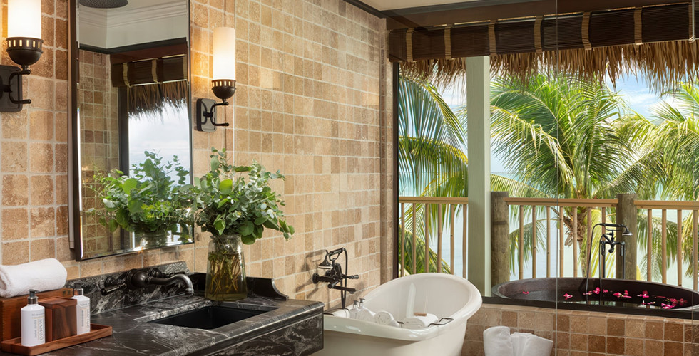 Suite bathroom of Little Palm Island Resort & Spa in Little Torch Key, Florida awarded Three-Keys by Michelin