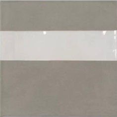 Grès Cérame Gris à bande blanche brillant