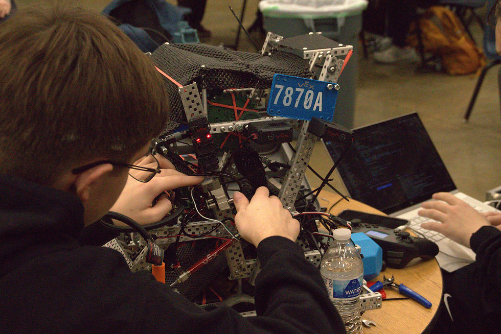 Our VEX V5 team constructing their robot