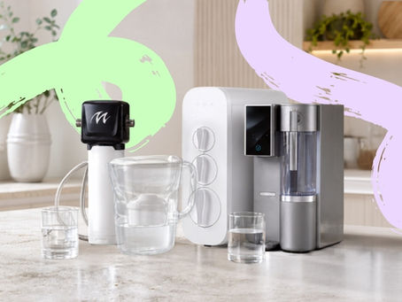 Inline, jug and reverse osmosis filters in kitchen