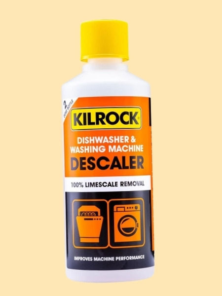 Kilrock dishwasher and washing machine bottle. 100% limescale removal. Improves machine performance.