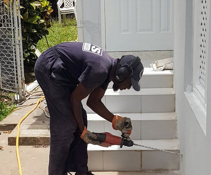 Termite treatment in progress