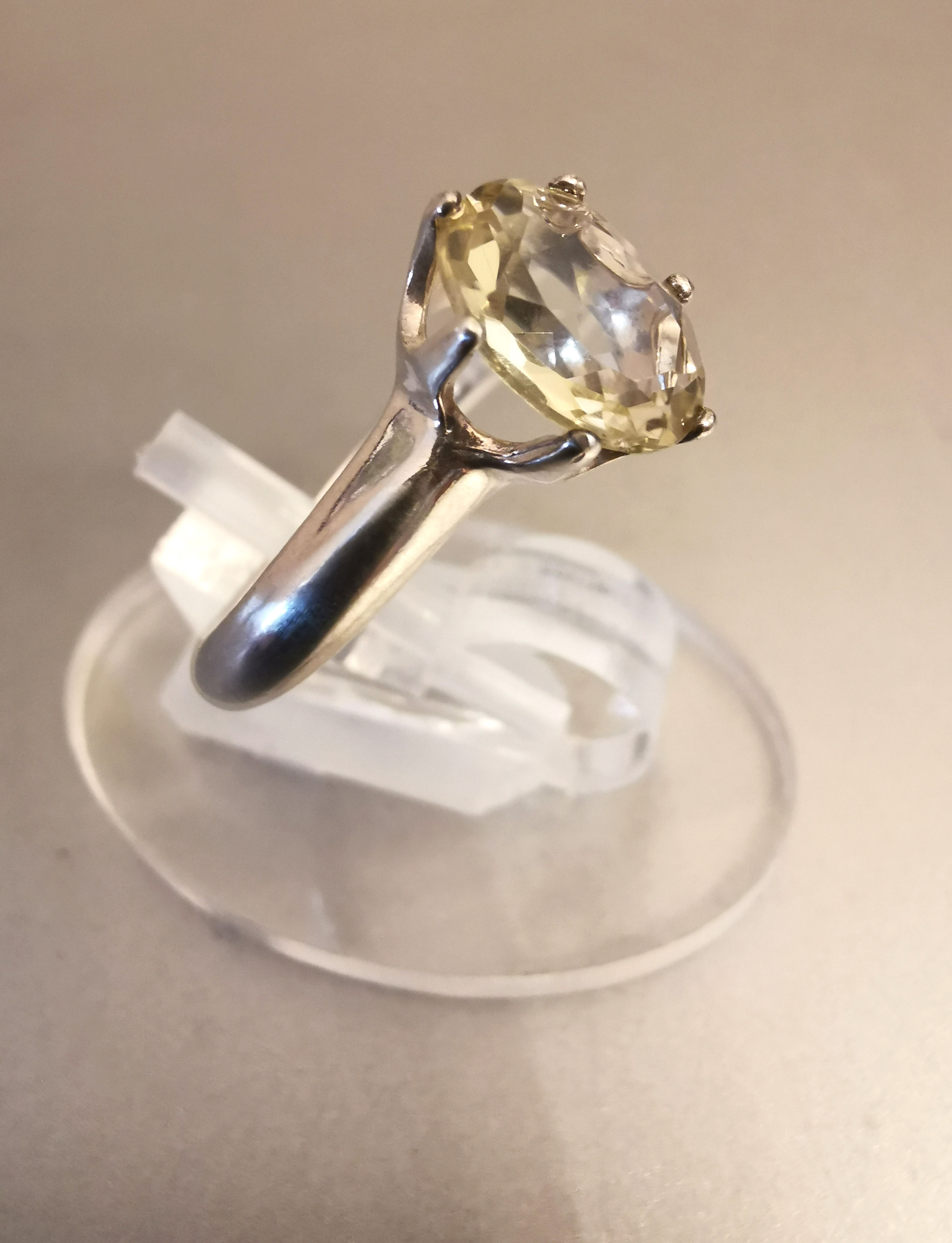 925 Sterling Silver Ring with Oval Natural Citrine Gemstone, Size 6