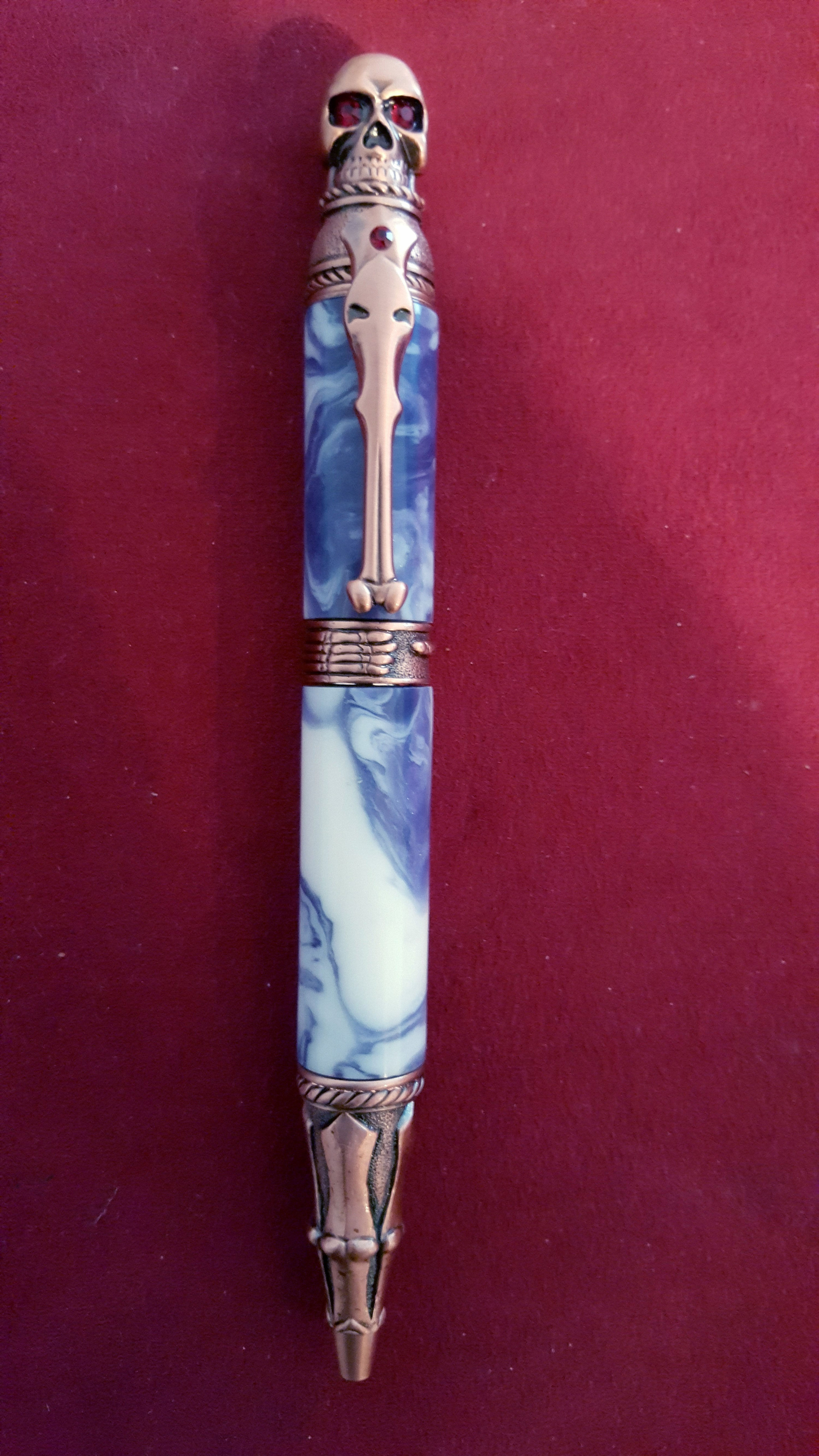Skull Twist Pen in Purple Passion Acrylic with Antique Copper Hardware