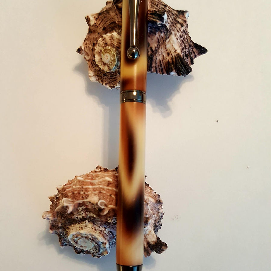 Slimline Twist Pen in Giraffe Patern Acrylic with Polished Gun Metal Accents