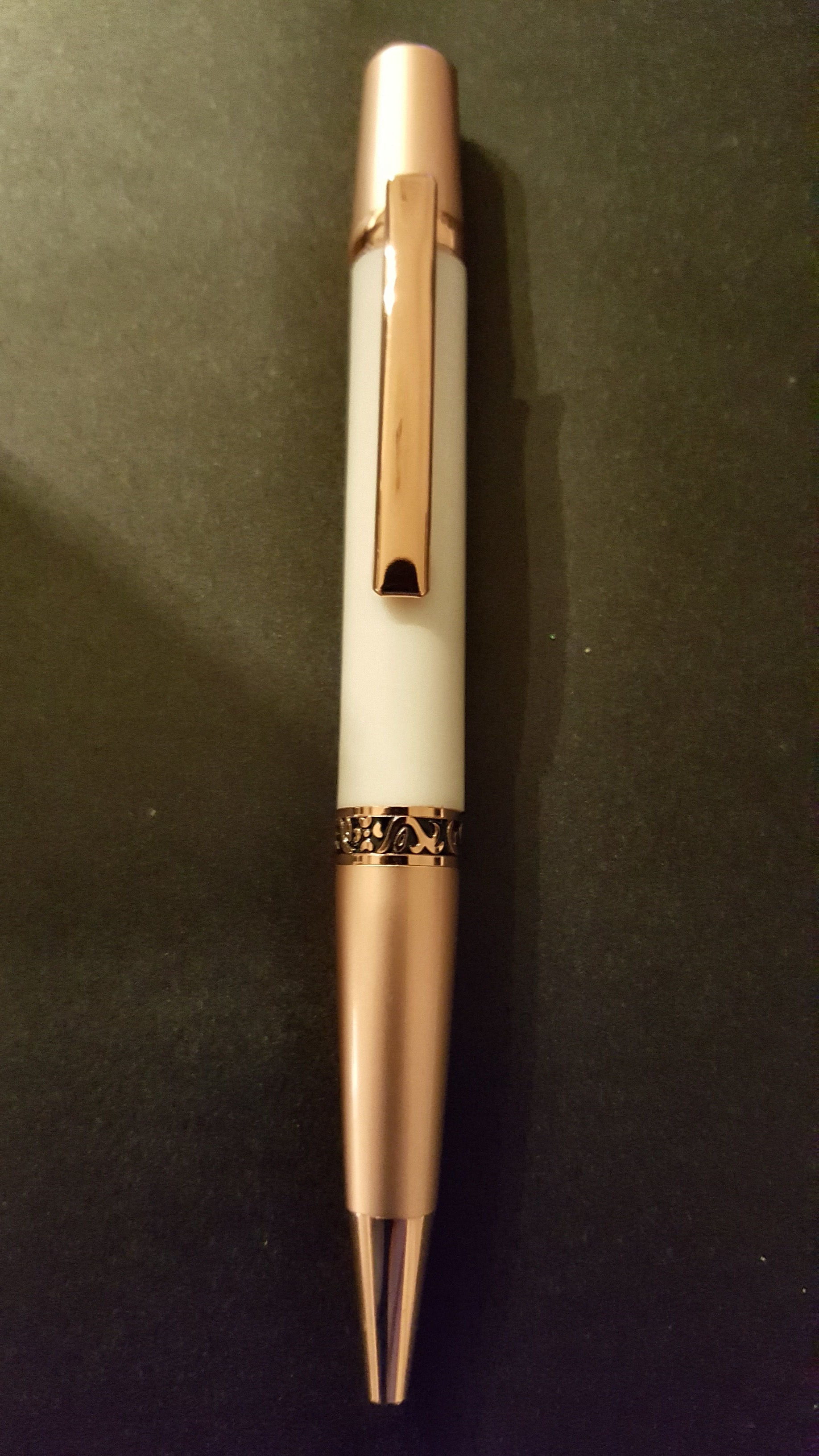 Elegant Sierra Pen in White Teflon with Two Toned Copper Accents, Parker Style G