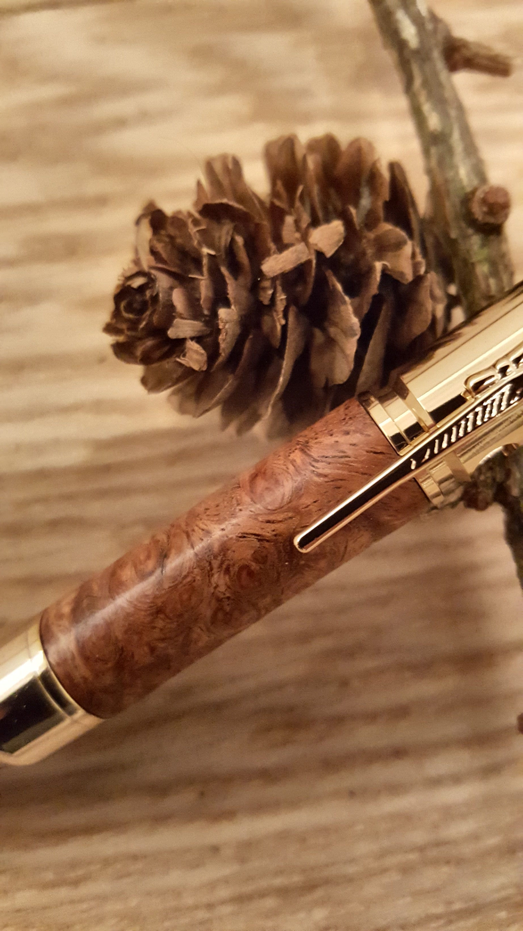 Mini Bolt Action Bullet Pen in Amboyna Burl