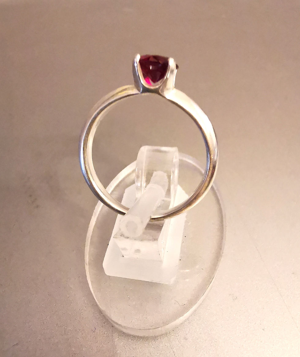 Thumbnail: 925 Sterling Silver Ring with 6mm Round Garnet Gemstone, Size 6