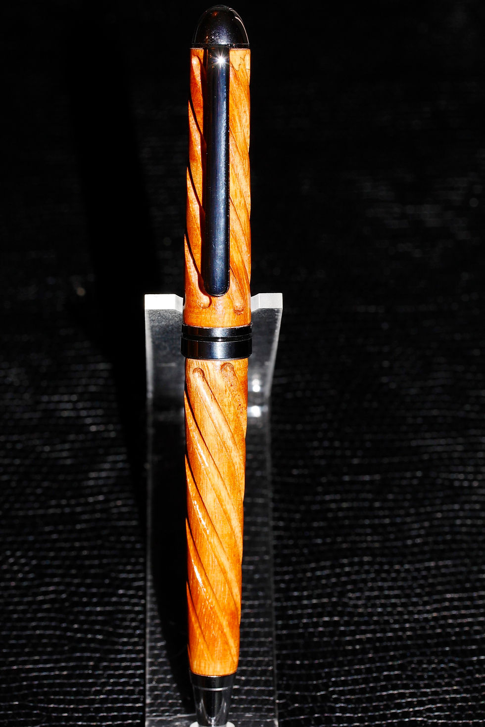 Thumbnail: Designer NT Twist Pen in Spiral Pattern Yew Wood