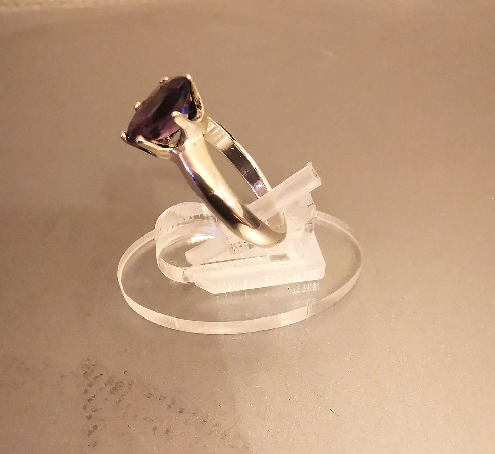 Thumbnail: 925 Sterling Silver Ring with Oval Amethyst Gemstone, Size 6