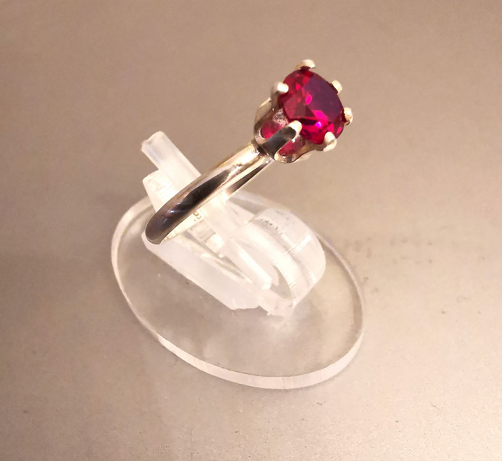 Thumbnail: 925 Sterling Silver Ring with 6mm Round Garnet Gemstone, Size 7