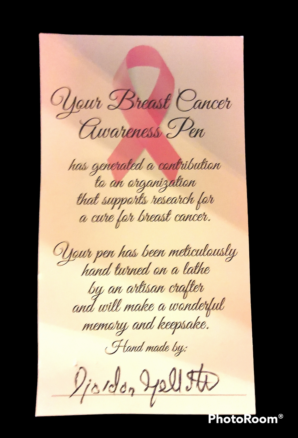 Thumbnail: Breast Cancer Awareness Slimline Pen in Pink Damascus Acrylic with 24K Gold 