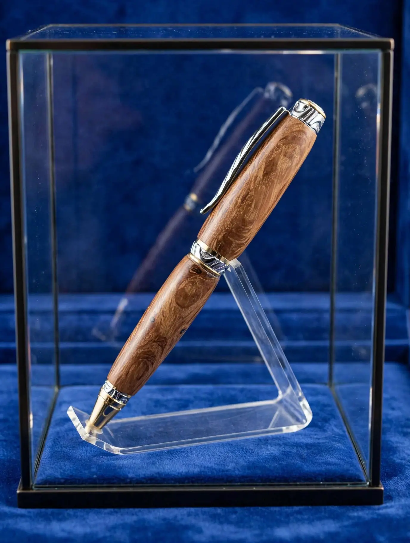 Ultra Cigar Pen in Holm Oak Wood from Spain with Chrome and Upgrade Gold Accents
