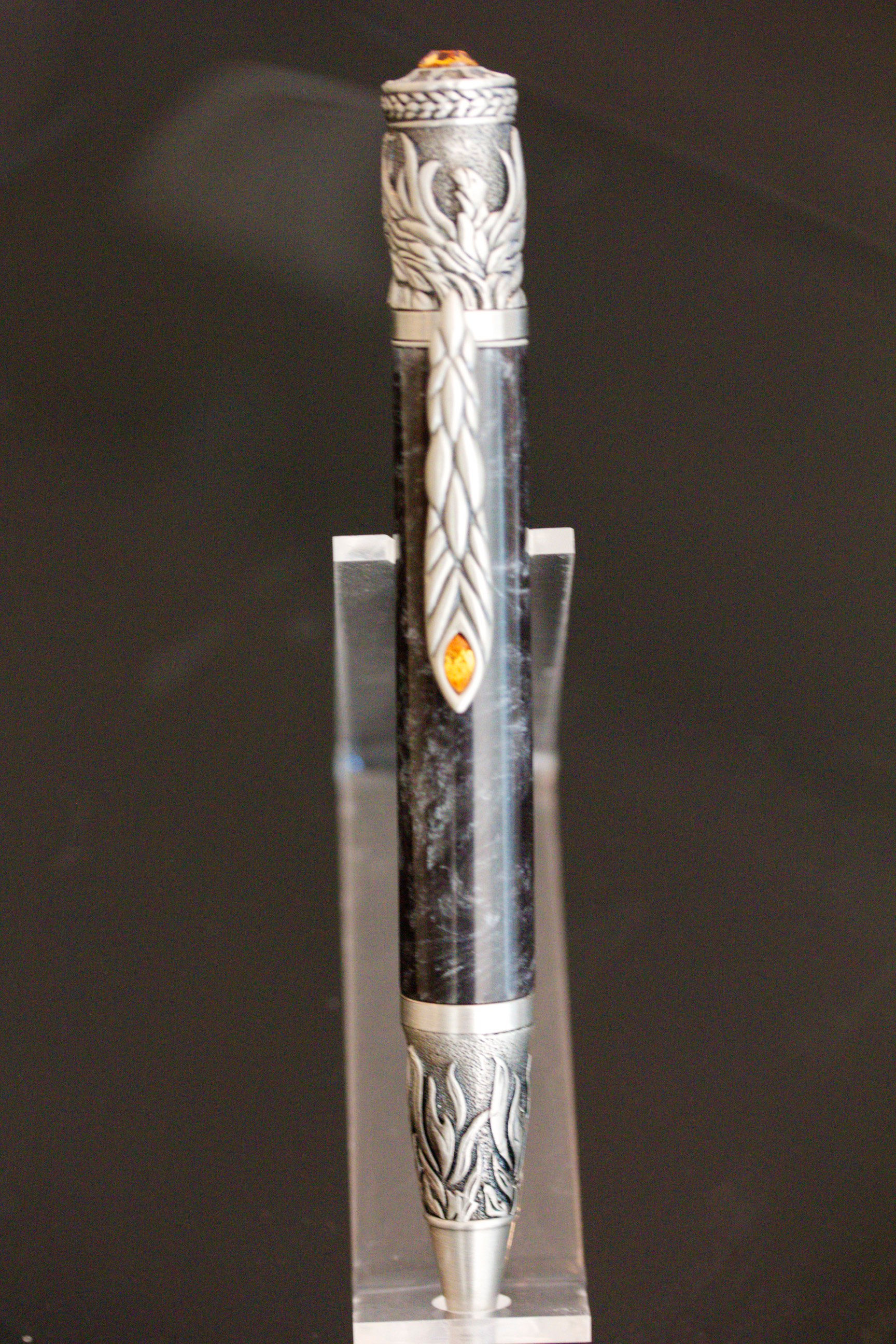 Phoenix Rising Twist Pen in Silver Rhino Acrylic