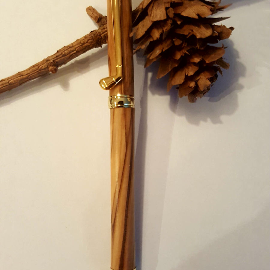 Golfers Slimline Pen in Bethlehem Olive Wood with 24k Gold Plated Accents